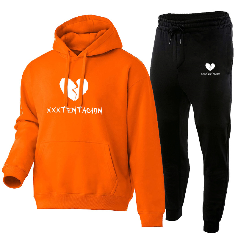 Xxxtentacion bedrucktes Hoodie-Set aus Herrenpullover, Hose und weicher Sportbekleidung_voghion.com