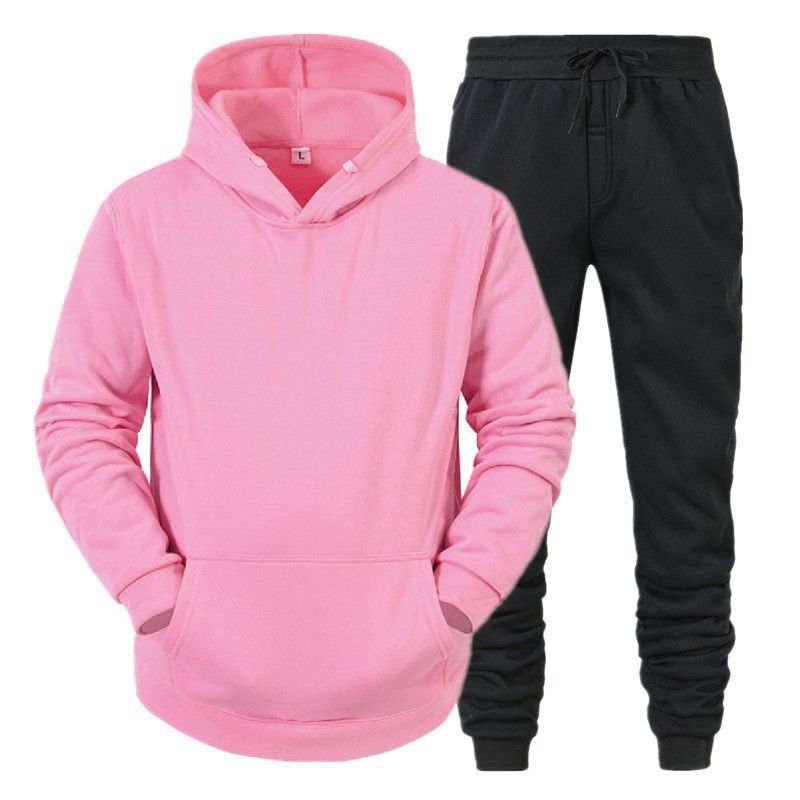 Completo unisex con felpa con cappuccio e pantaloni da jogging - Morbido pullover in misto cotone con tasca, abbigliamento casual da casa per uomo e donna_voghion.com