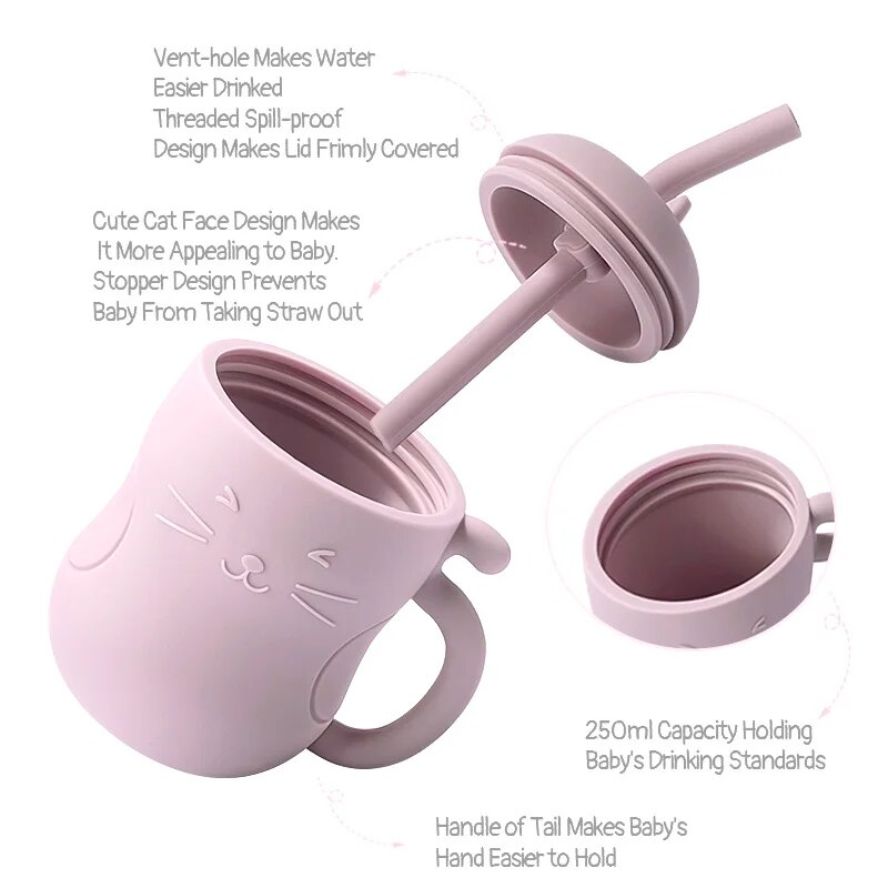 1 peça de canudo de silicone para bebês, copo portátil sem BPA para armazenamento, recipiente para lanche, copo de alimentação, copo à prova de vazamento para crianças, copo de bebida para aprendizagem_voghion.com