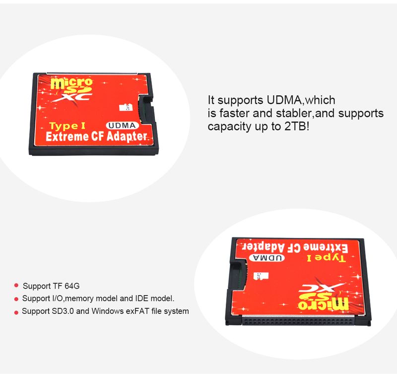 1 pz TF a tipo I Supporto Micro SDXC/SDHC/SD Lettore di schede di memoria UDMA Extreme CF Adattatore convertitore per fotocamera_voghion.com
