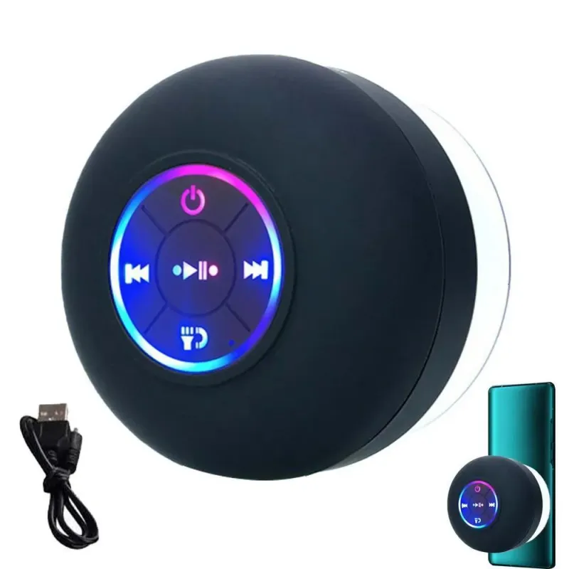 Minialtavoz portátil Bluetooth resistente al agua para baño, altavoces inalámbricos para ducha, reproductor de música de fuerte adsorción para coche_voghion.com