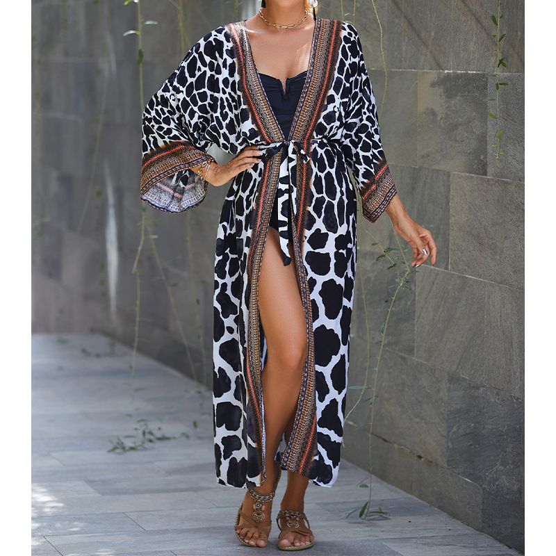 Strand-Kimono aus weicher Baumwolle für Damen – Leichter Sonnenschutz-Bademode-Überwurf für Urlaub, Pool, Bikini und Resort_voghion.com