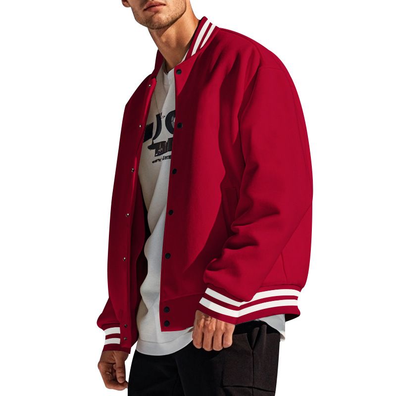 CT Men's Autumn Winter Fleece American Style Loose Casual Stand Collar Baseball Air Force One Flight Jacket_voghion.com