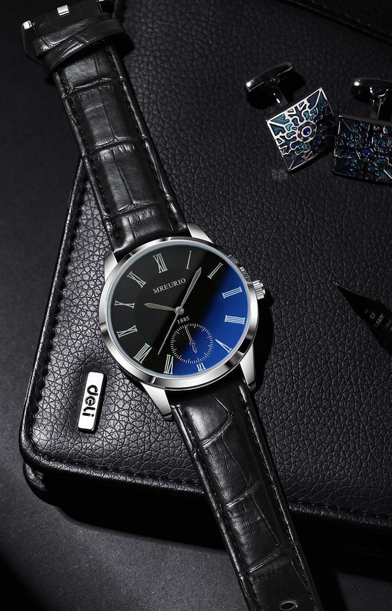 Orologio da uomo d'affari alla moda e di temperamento di vendita calda con cinturino semplice con luce blu, orologio al quarzo popolare_voghion.com