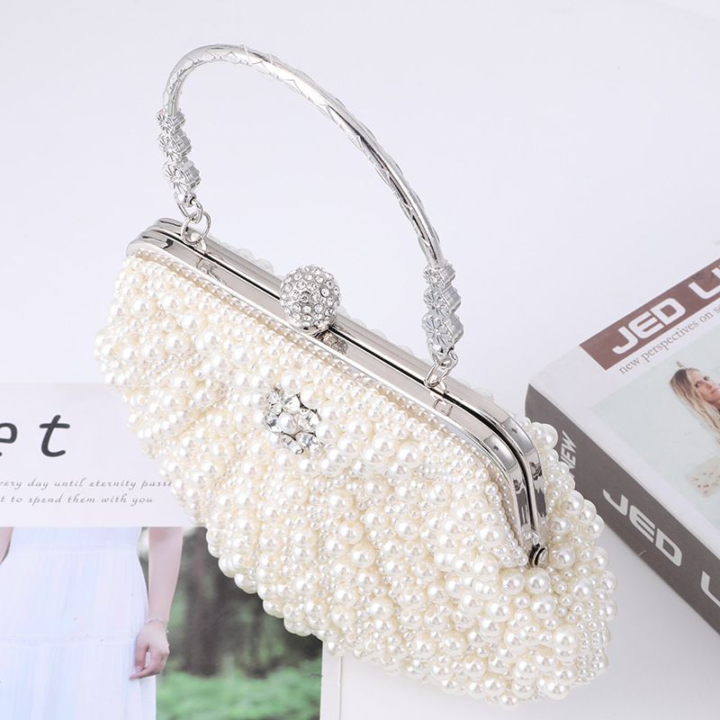 Straight Fashion Elegant Shell Pearl Style Space Handheld Evening Bag Large Capacity_voghion.com