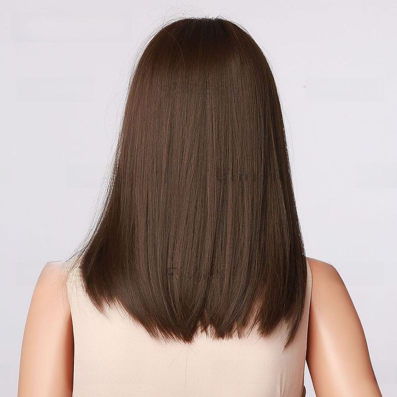 Black brown shoulder-length straight hair tail curl face shape high temperature silk_voghion.com