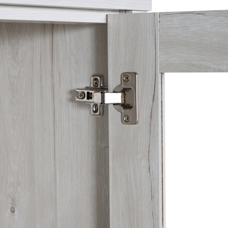 Highboard 80x171cm Holzoptik mit Glastüren, 3 Schubladen, Kupfergriffen_voghion.com