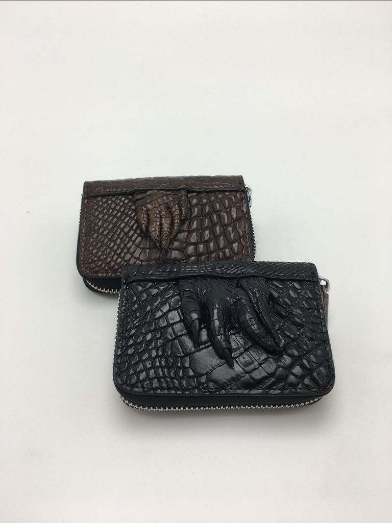 Porta carte da donna in vera pelle con motivo coccodrillo, nuovo modello 2025, con cerniera e multi-slot per carte_voghion.com