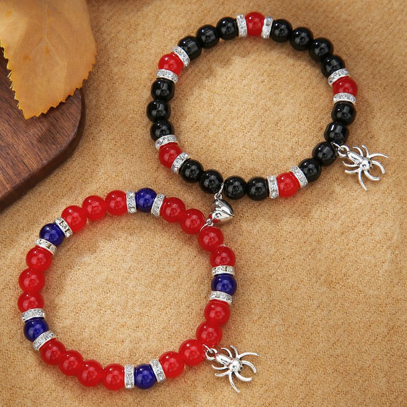 Friendship Spider Love Magnetic Attraction Cat Beaded Elastic Adjustable Couple Holiday Bracelet_voghion.com