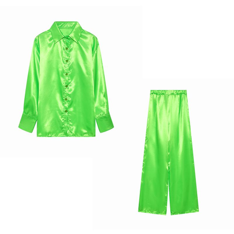 Completo casual alla moda in raso da donna - Elegante abito ampio a maniche lunghe per l'uso quotidiano Abbigliamento da donna_voghion.com
