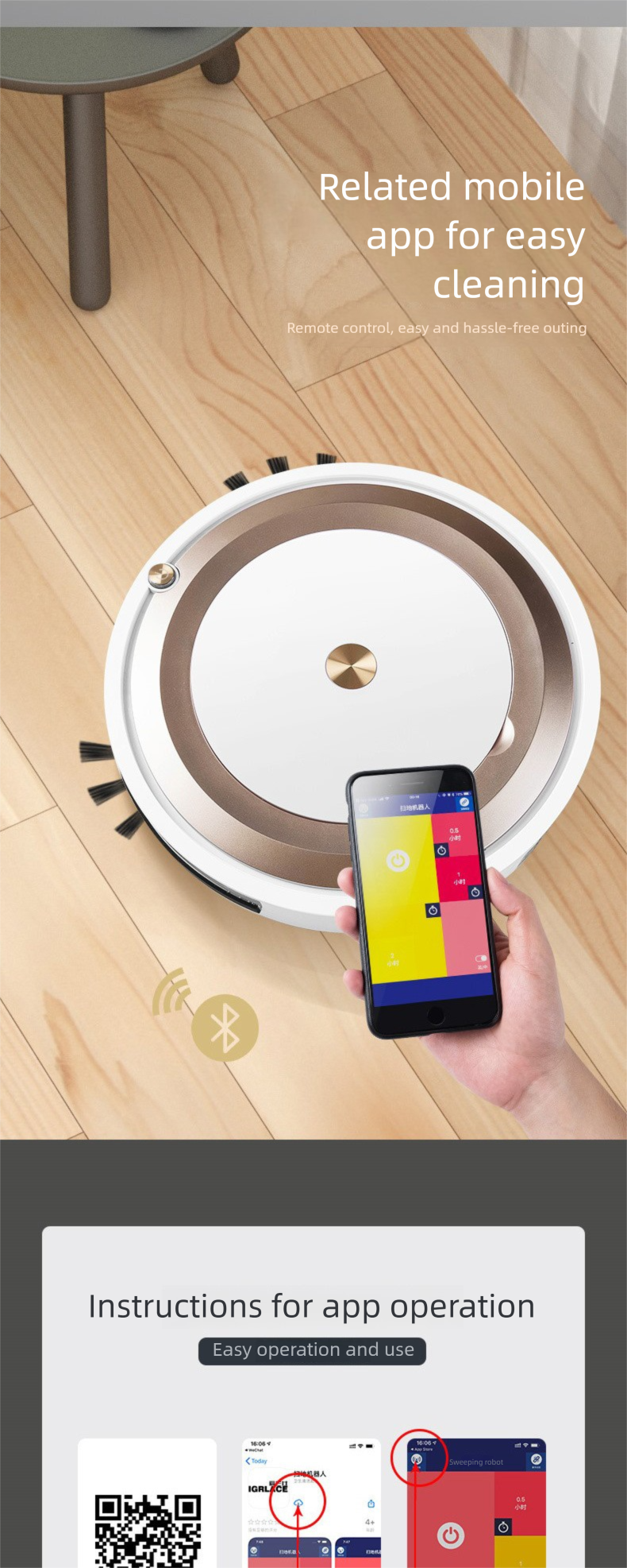 APP Robot Vacuum - Smart Mapping Sweep/Mop/Vacuum | 120min Runtime | Carpets & Hard Floors Cleaning_voghion.com