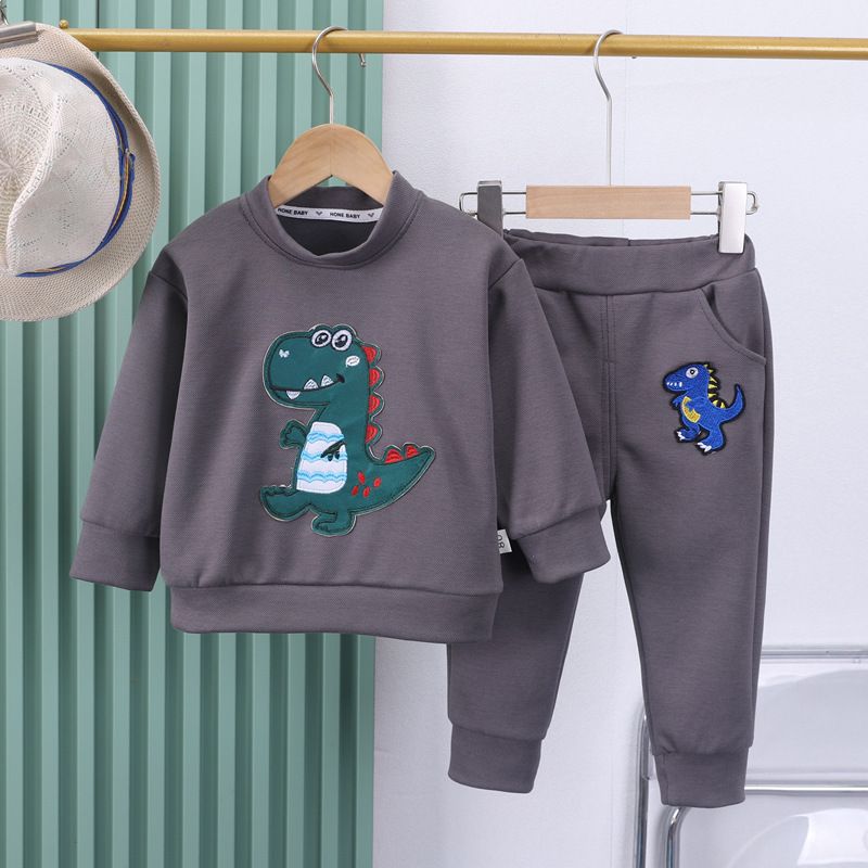 Kinderkleding Kinderen nieuwe ronde hals trui herfst trui pak baby jongen broek lange mouw tweedelig pak jongen sportpak_voghion.com