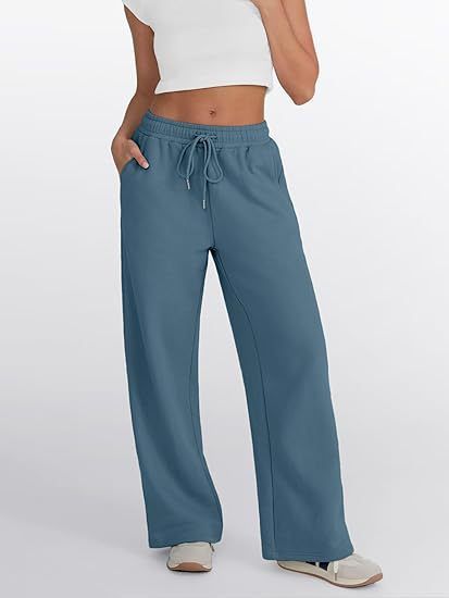 Men's Clothing Wide Leg Sports Pants High Waist Loose Drawstring Jogging Pants With Pockets Sweatpants_voghion.com