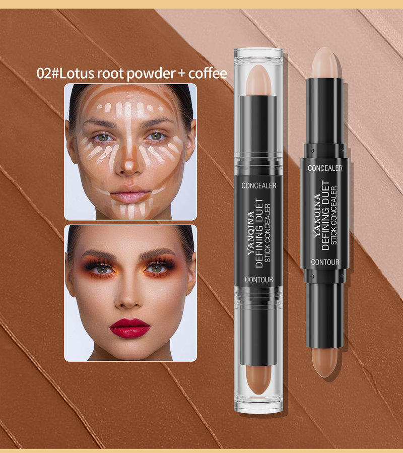 YANQINA Sculptură cu cap dublu Decorare stereoscopică Umbră V Face 2 în 1 Stick evidențiat Machiaj de frumusețe_voghion.com