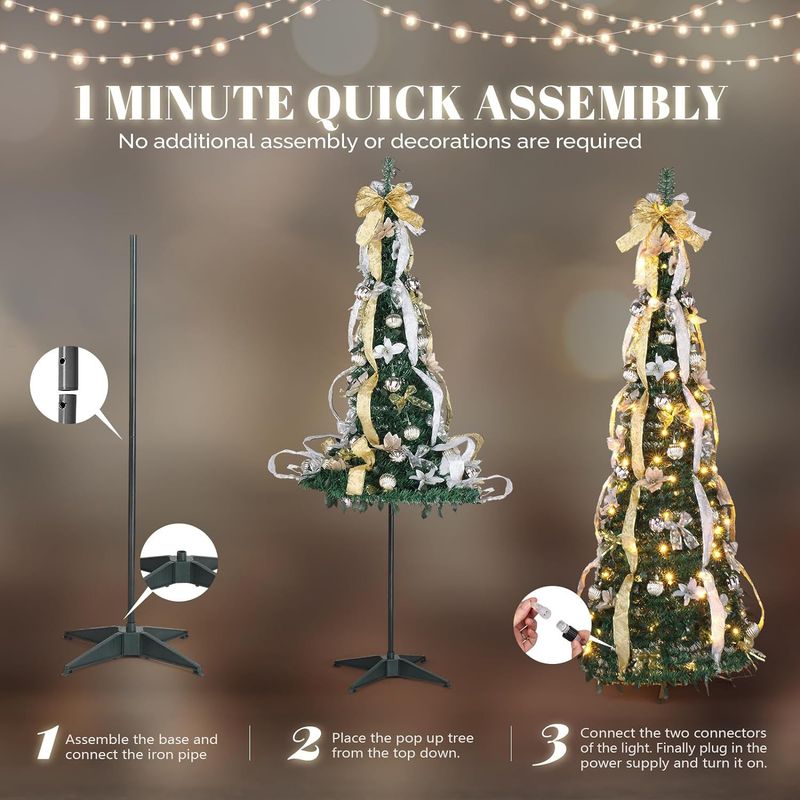 Kerstboom 3ft 10ft opvouwbare kerstboom met lampjes en ornamenten boom kerstversiering_voghion.com
