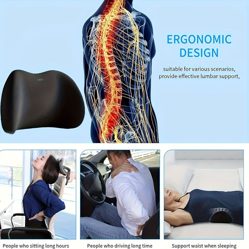 Cuscino di supporto lombare per ufficio, cuscino lombare per dormire, cuscino per mobili da ufficio, ergonomico, morbido, confortevole, memory foam, cotone_voghion.com