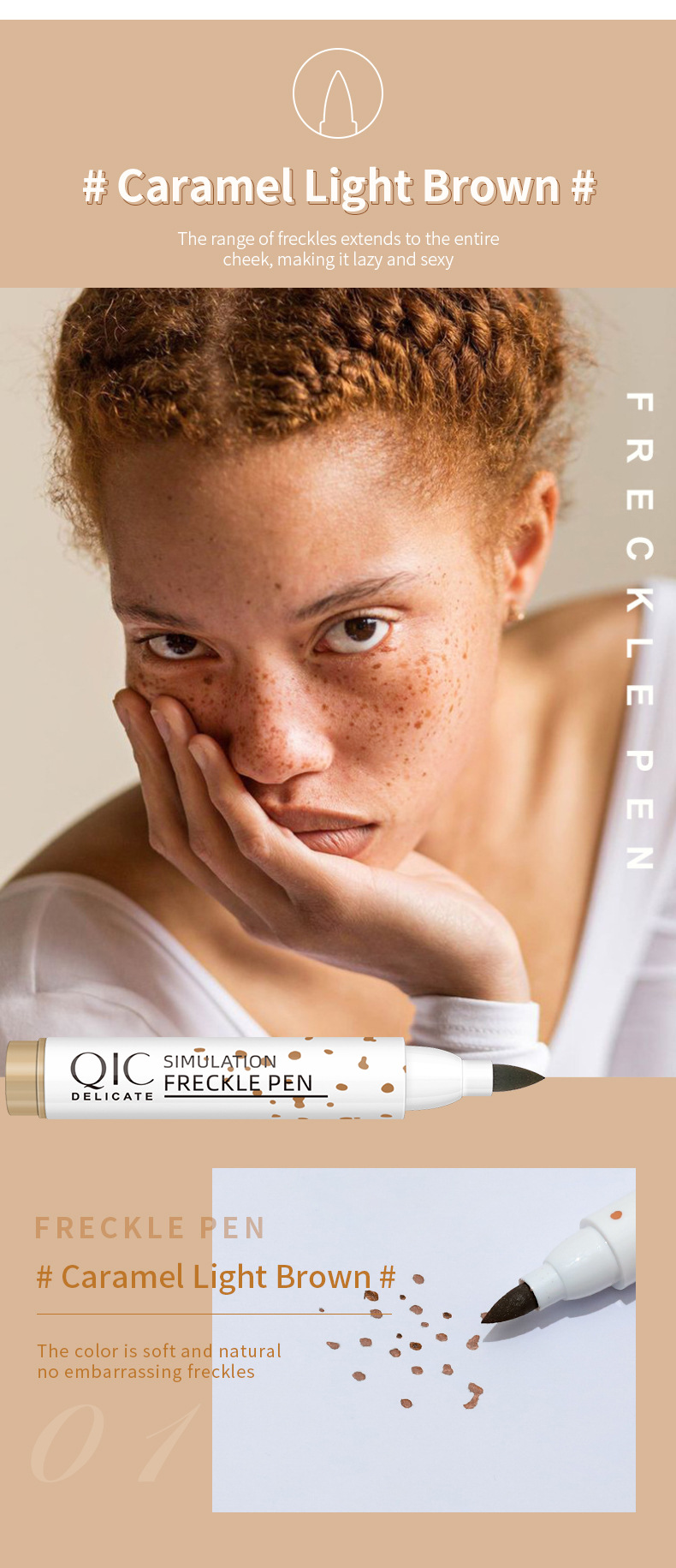 QIC Qini Display a colori con simulazione naturale, impermeabile, colore facile da applicare, penna per lentiggini senza rimozione per la bellezza_voghion.com
