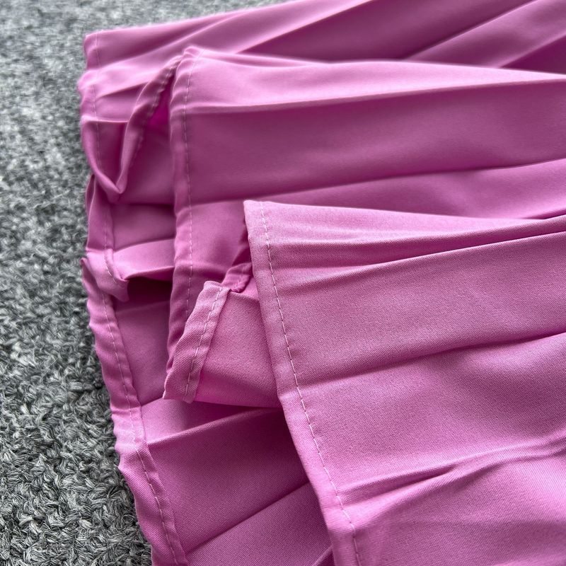 Vêtements pour femmes, haut sans manches à col rond, taille haute, amincissant, grande jupe plissée, ensemble deux pièces_voghion.com