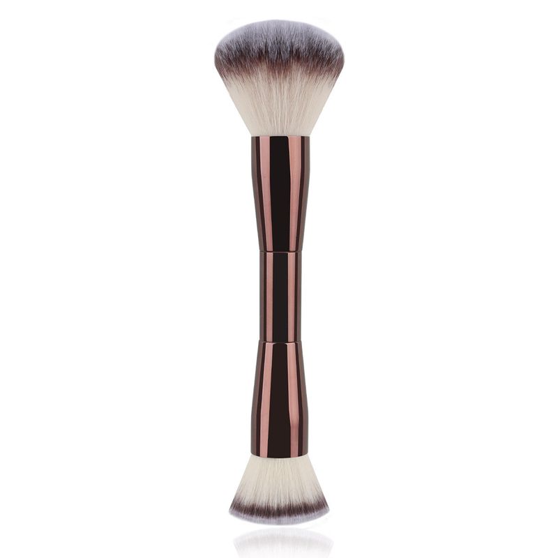 Neues doppelköpfiges Make-up-Pinsel-Flachkopf-Foundation-Konturpinsel für losen Puder, multifunktionales Schönheitswerkzeug für weiches Haar_voghion.com