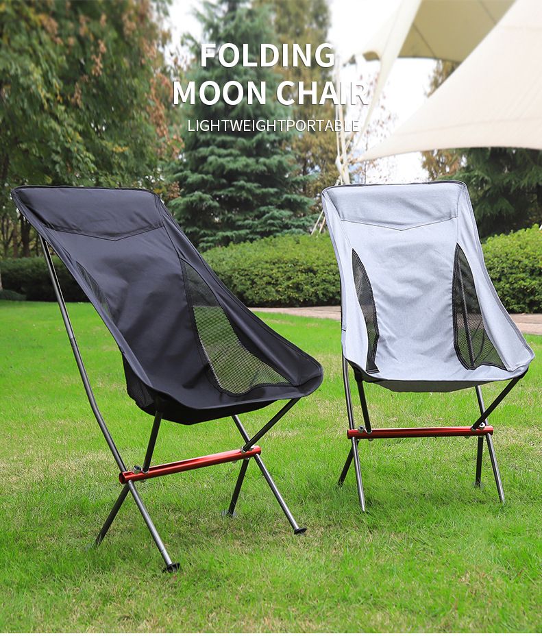 Outdoor Camping Outdoor Folding Chair Camping Beach Barbecue Portable Moon Chair Self Driving Leisure Fishing Aluminum Alloy Chair_voghion.com