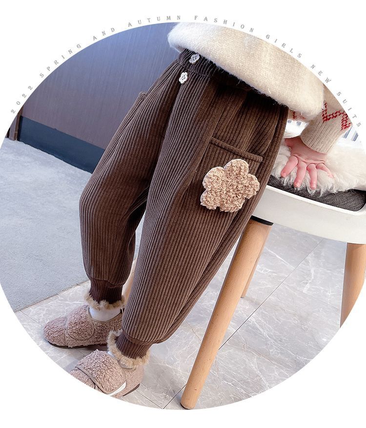 Neue Mädchen Samthose mit integriertem Samt, Kleidung für Baby Mädchen, Winterwärme, Cord Freizeithose, trendy_voghion.com