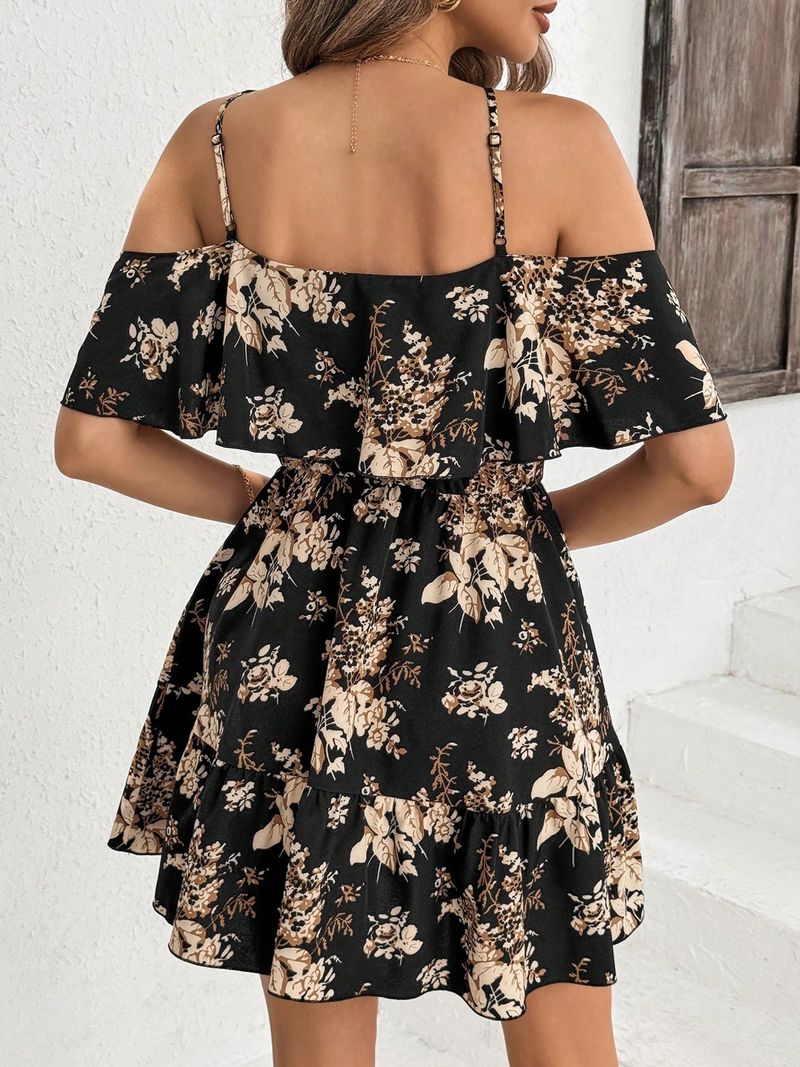 2025 Elegante jurk met geprinte bandjes en ruches voor dames_voghion.com