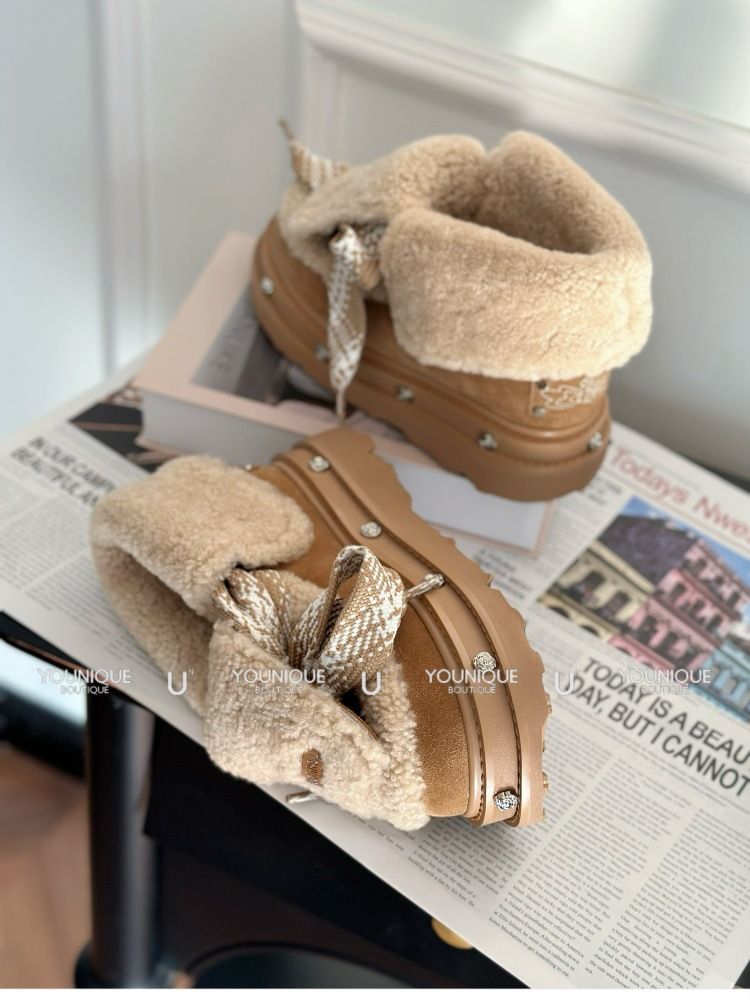 SUGA Neue Herbst Winter Rose Spitze Dicke Sohle Pelzigen Schnee Stiefel Für Frauen YOUN_voghion.com