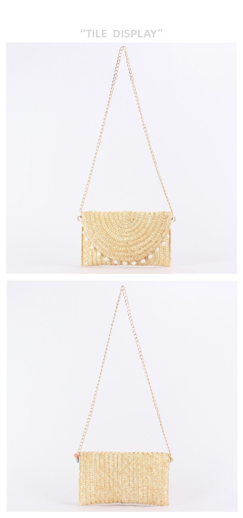 Borsa da donna, carina, colorata, in pelliccia, in paglia intrecciata, borsa a tracolla estiva da viaggio e per le vacanze, piccola borsa quadrata, borsa intrecciata con catena in metallo_voghion.com