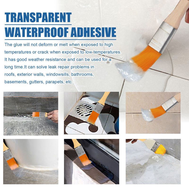 Transparenter wasserfester Kleber, multifunktionale wasserfeste und auslaufsichere Dichtungsbeschichtung für Rohre, Dächer und Wände in Haushalt, Küche und Bad_voghion.com