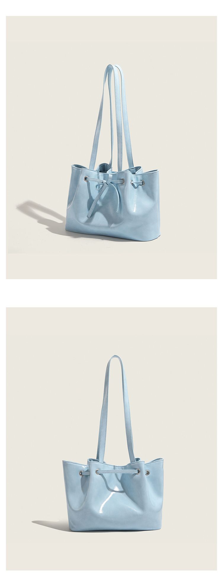 Korean niche dumpling dumplings, women's summer bow drawstring bucket bag, fashionable and versatile hand-held single_voghion.com