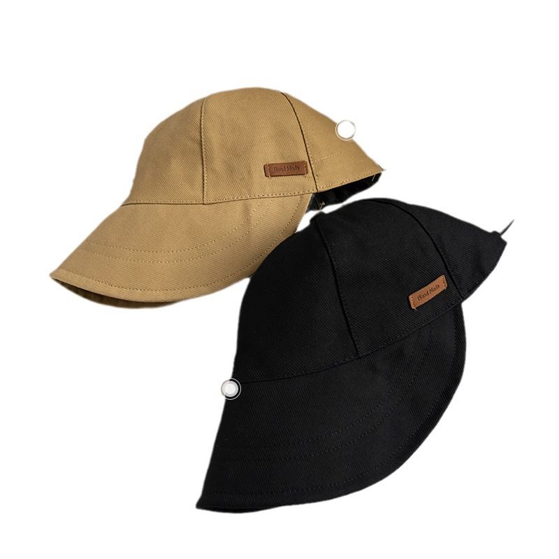 2025 Spring/Summer Same Women's Fisherman's Hat And UV Cap, Solid Black Sun Hat_voghion.com