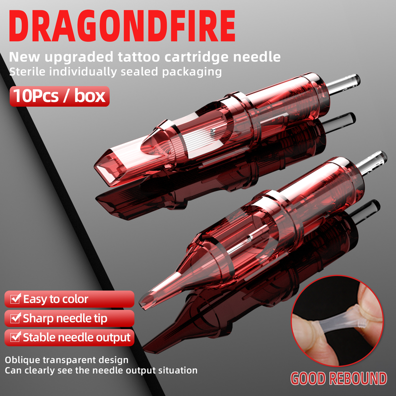 DRAGONDFIRE Agujas de cartucho de tatuaje RS RL RM M1 Maquillaje permanente 30 piezas con cartuchos de seguridad de membrana desechables_voghion.com
