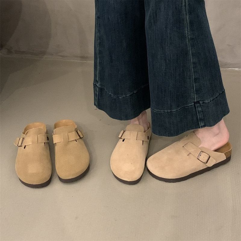Platform New Shoes Women New Belt Buckle Height Increasing Closed Toe Mules For Outdoor Wear_voghion.com