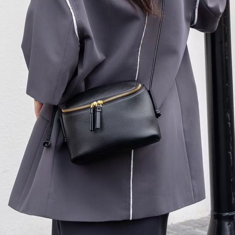 Genuine Leather For Women, Single Shoulder Crossbody Mini Lunch Box Simple Soft Cowhide Phone Bag, Travel Bag_voghion.com
