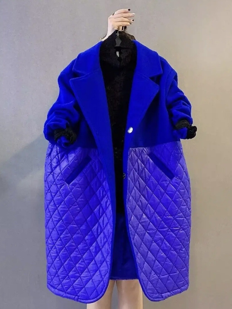 Abbigliamento da donna, taglie forti ispessite, che copre la carne, dimagrante, cappotto di media lunghezza che unisce grasso alla moda e abbigliamento in cotone_voghion.com