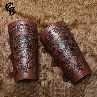Medeltida vintage präglad handledsstöd COSPLAY scenrekvisita riddare Handskydd tillbehör_voghion.com