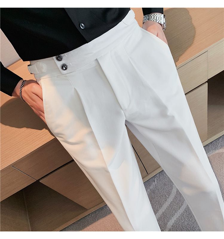 New Neapolitan Drape High Waist Men's Casual Pants Trendy Trousers_voghion.com