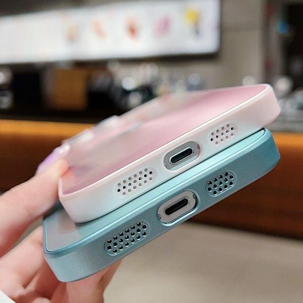 1PC  Luxury Bling Aurora Solid Color Phone Case For Phone 11 12 13 14 15 Pro Max Plus Slim Matte Shockproof Lens Protective Cover_voghion.com