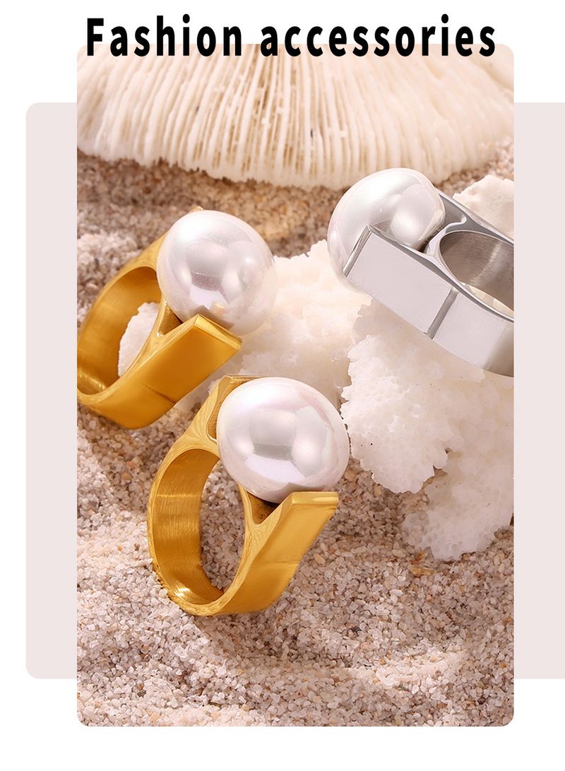 Damenschmuck Auffälliger Barockperlenring aus 18 Karat vergoldetem Edelstahl, Statement-Ring mit geometrischem Muster für Damen, Größen 6–8, Handschmuck_voghion.com