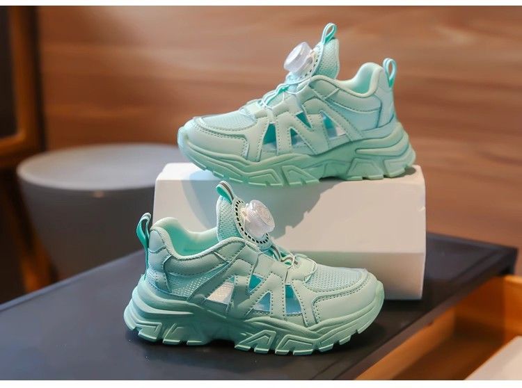 Scarpe per bambini, scarpe da bambina, sandali sportivi estivi, nuove per bambini, in rete traspirante, con bottoni rotanti, piccole scarpe bianche, punta chiusa_voghion.com