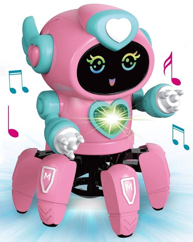 Kivdit Kids,Electronic Toys Walking Dancing Music Smart Robot With Flashing Lights,Gifts For Boys Girls,Ages 3 -8,Pink_voghion.com