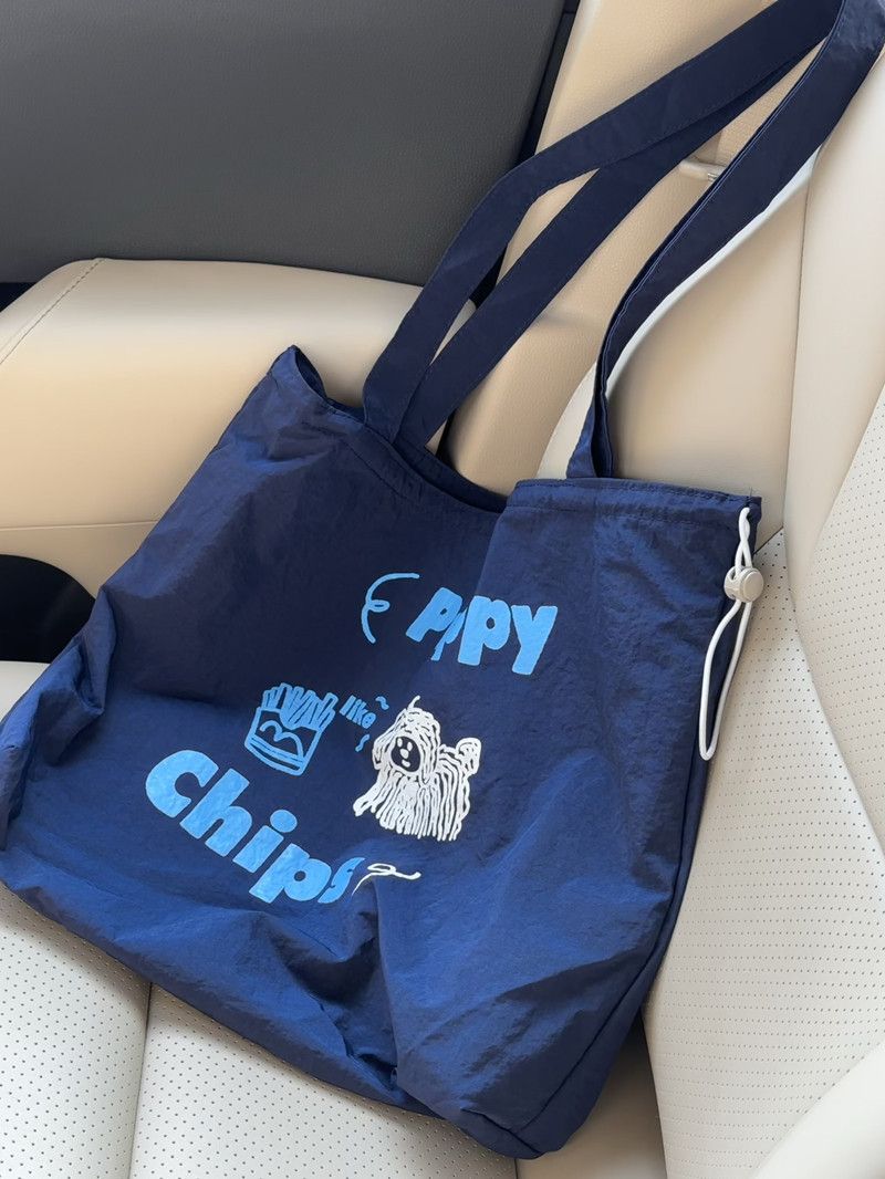 Lazy Wind Drawstring Canvas Women's Bags, 2025 New Wave Of Korean Version Of The Handbag, Students Class Large Capacity Shopping Bag_voghion.com