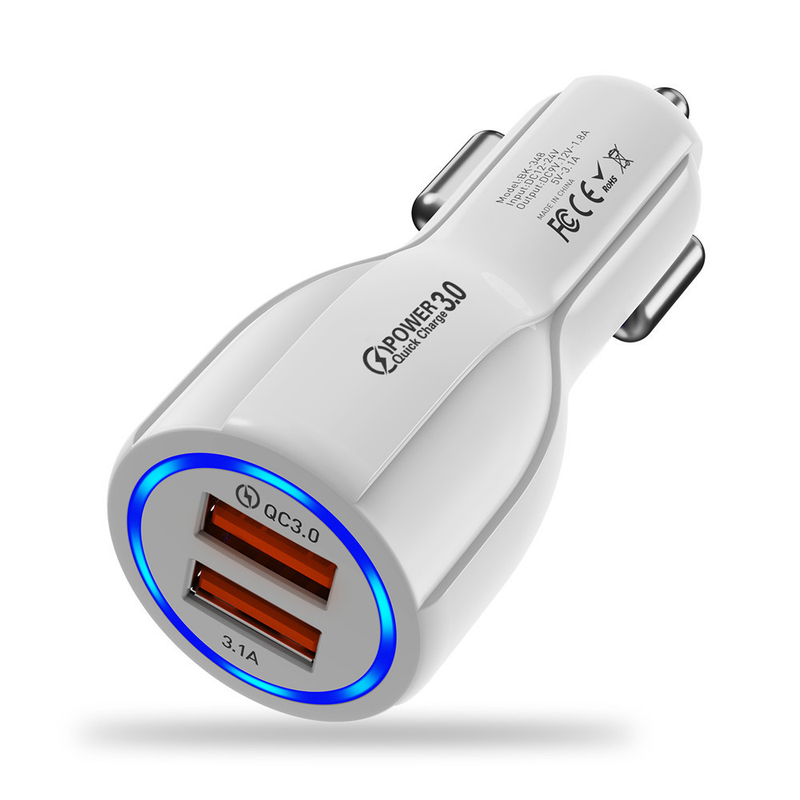 Mūzikas festivāls 6A divkāršais USB QC3.0 ātrais tālruņa lādētājs vienai līdz divām automašīnas uzlādēm_voghion.com