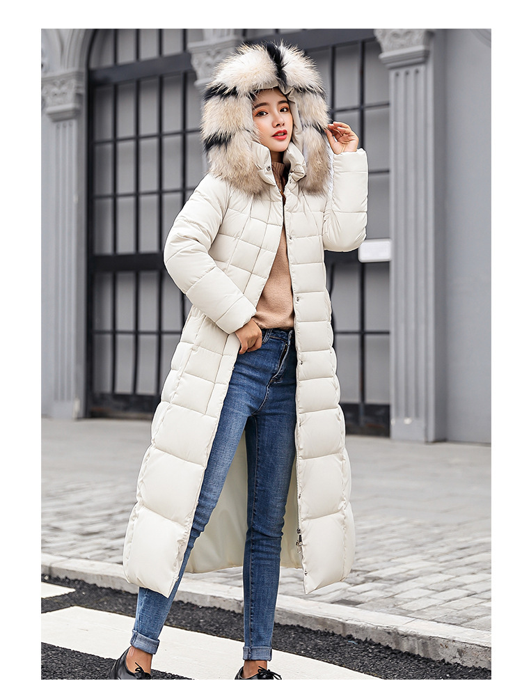 2025 Winter Damen Parkas Jacke Warm Mode Bequem Bogen Gürtel Fuchs Pelz Kragen Kleidung Langes Kleid Büro Casual Damen Dicker Mantel_voghion.com