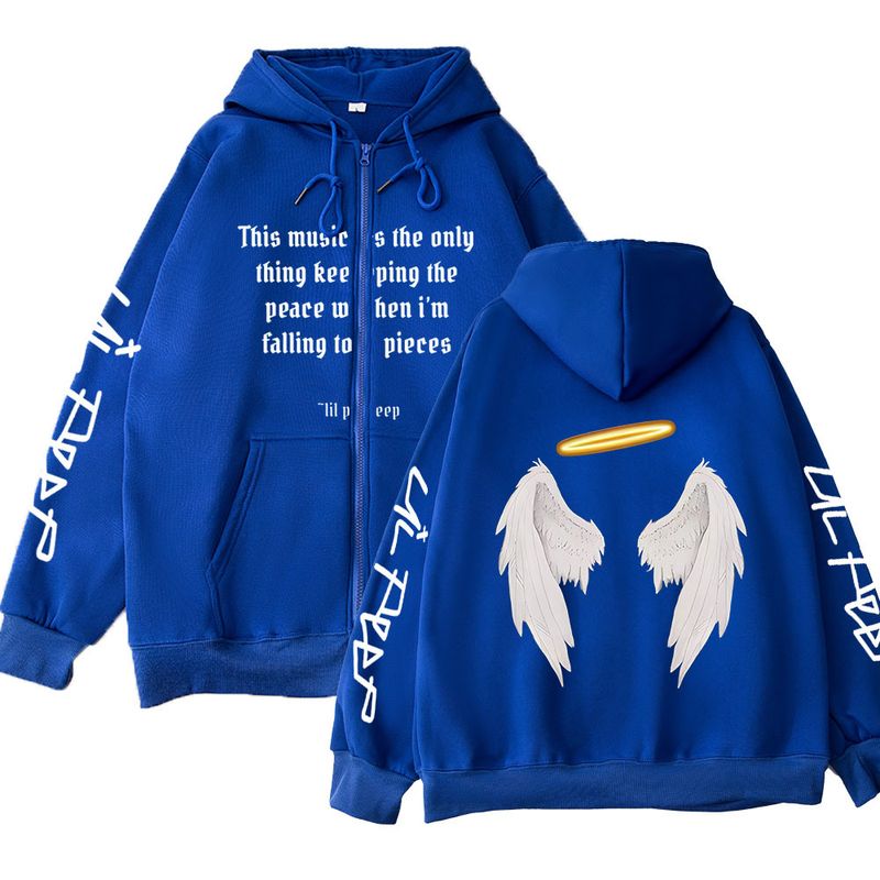 Felpa con cappuccio streetwear con stampa ali d'angelo - Felpa oversize con cerniera per donna | Pullover unisex alla moda | Comodo misto cotone | Colori assortiti (S-XXXL)_voghion.com