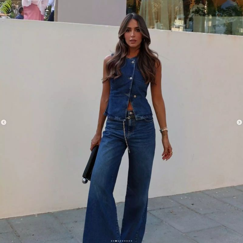 Damkläder Ärmlös väst Mode vida ben Denimkostym_voghion.com