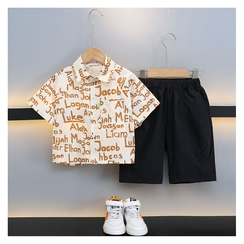 Summer Dress Shirt & Shorts Set – Classic White Cotton Polo With Black School Uniform Shorts For Toddler & Kids_voghion.com