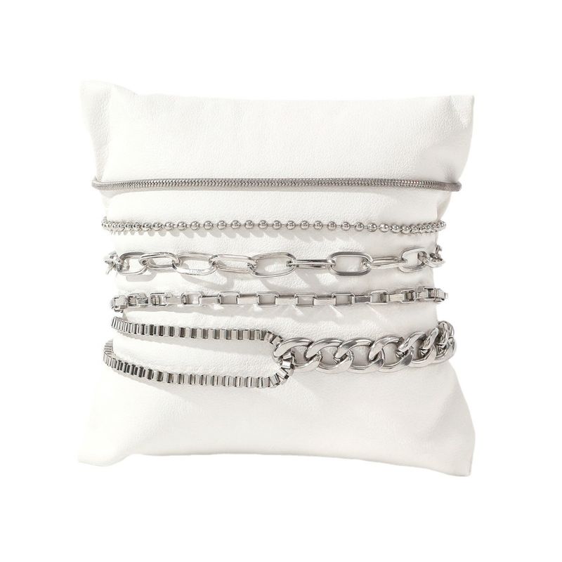 5-Piece Multiple Mix And Match Bracelets Metal Cuban Chain Bracelet Set Summer Accessories_voghion.com