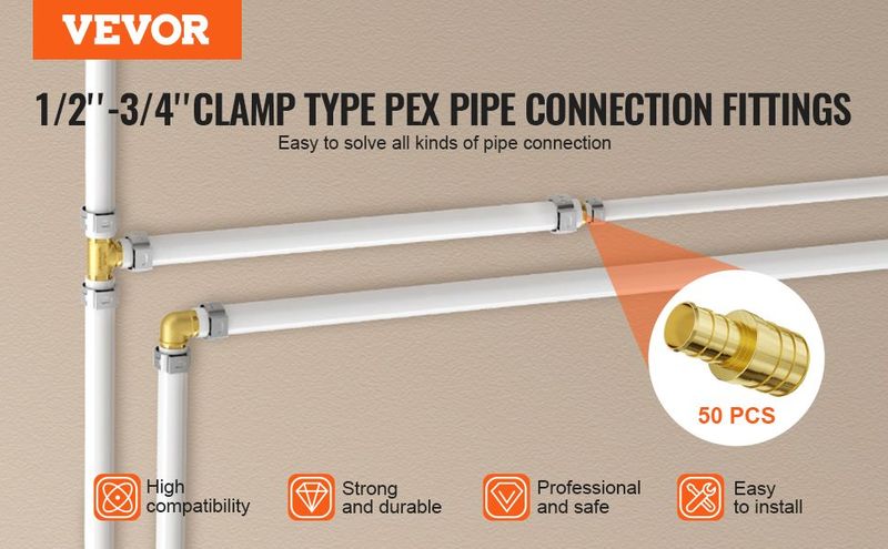 Pipe Fittings 1/2"-3/4" 50PCS Brass Clamp-style 1/2 NPT Internal Thread_voghion.com