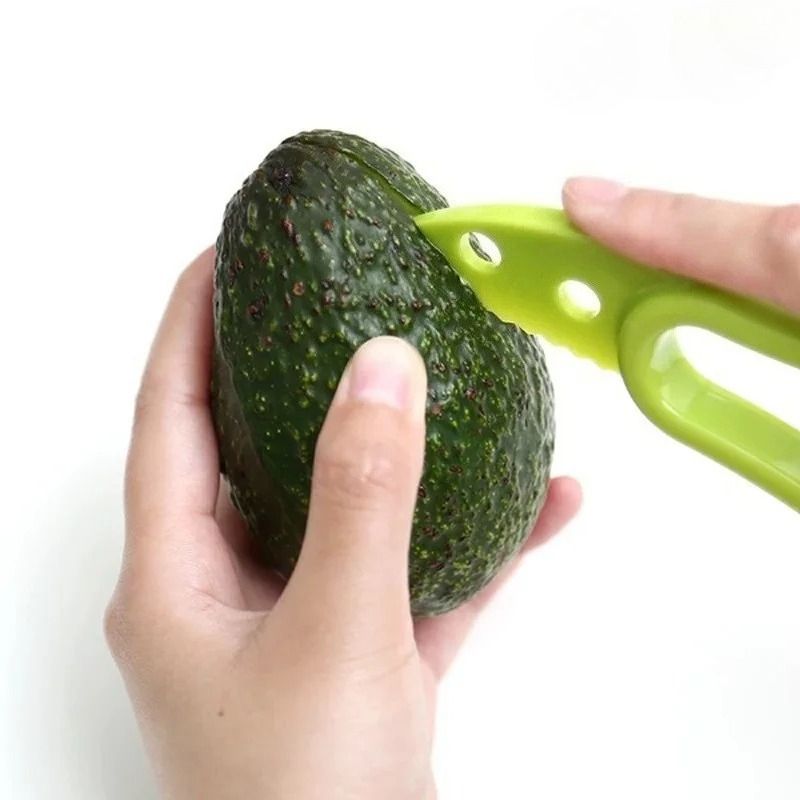 JJYY 3-in-1 Avocadoschneider, Shea-Entkerner, Butter, Obstschäler, Fruchtfleischtrenner, Plastikmesser, Küchen- und Gemüsewerkzeuge_voghion.com